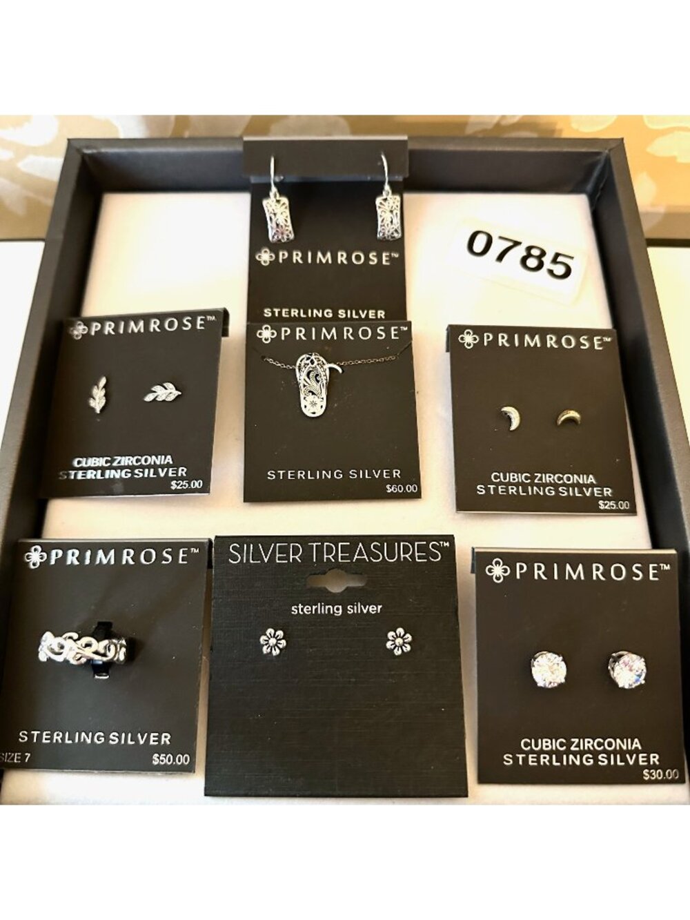 Jewelry Lot Primrose Sterling Silver Pierced Earrings Necklace and Ring New